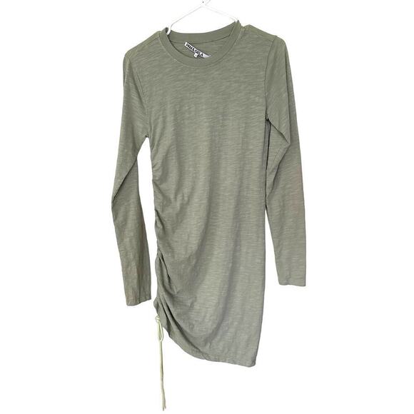 Pam & Gela Long Sleeve Shirred Dress Matcha Green Size Small - Picture 12 of 13